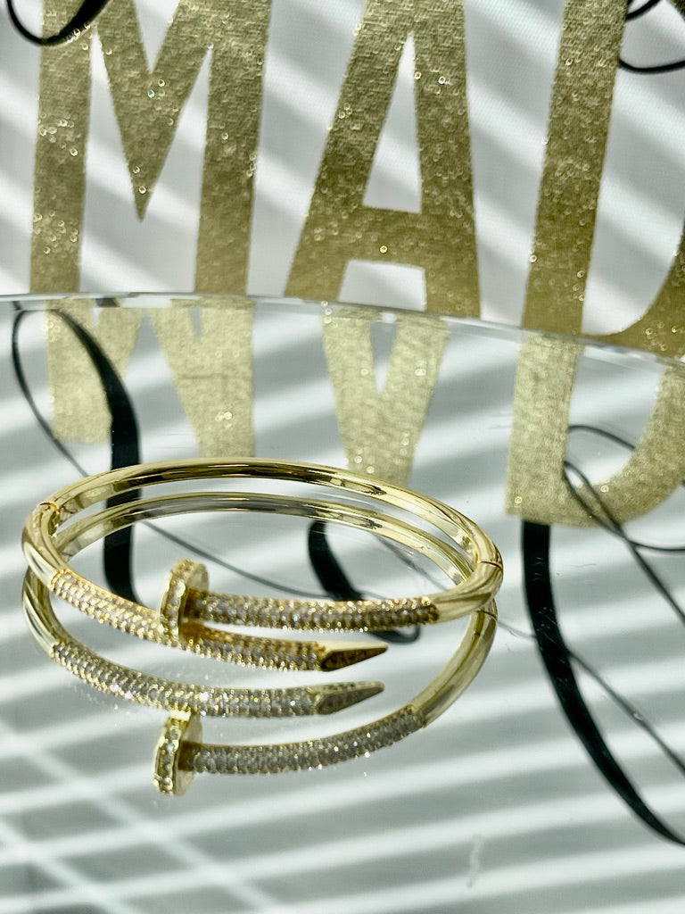 Pave Nail Bangle Bracelet