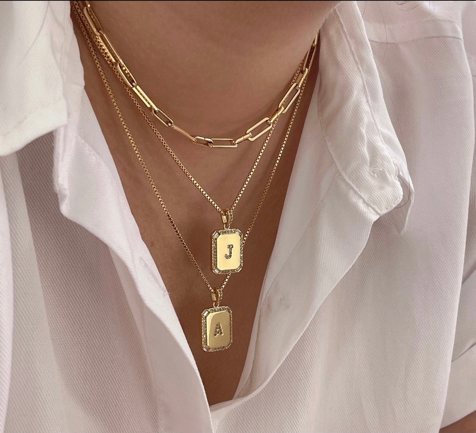 Pave Initial Tag Pendant