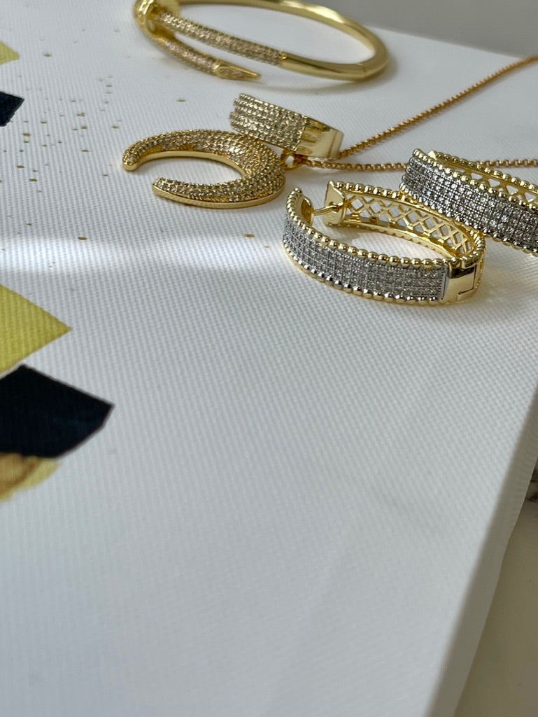 Micro Pave Oval Hoop Earrings