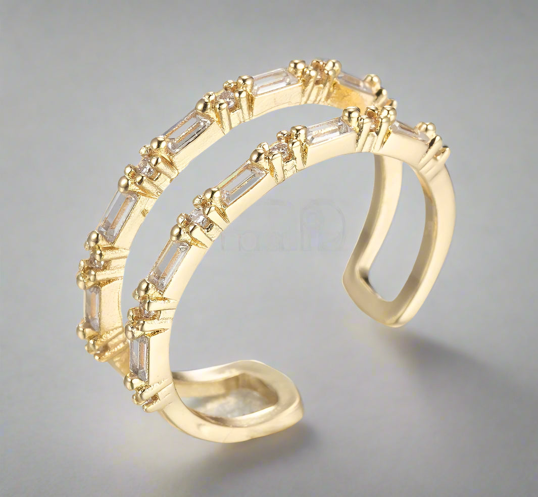 Dainty Double Band Baguette Ring