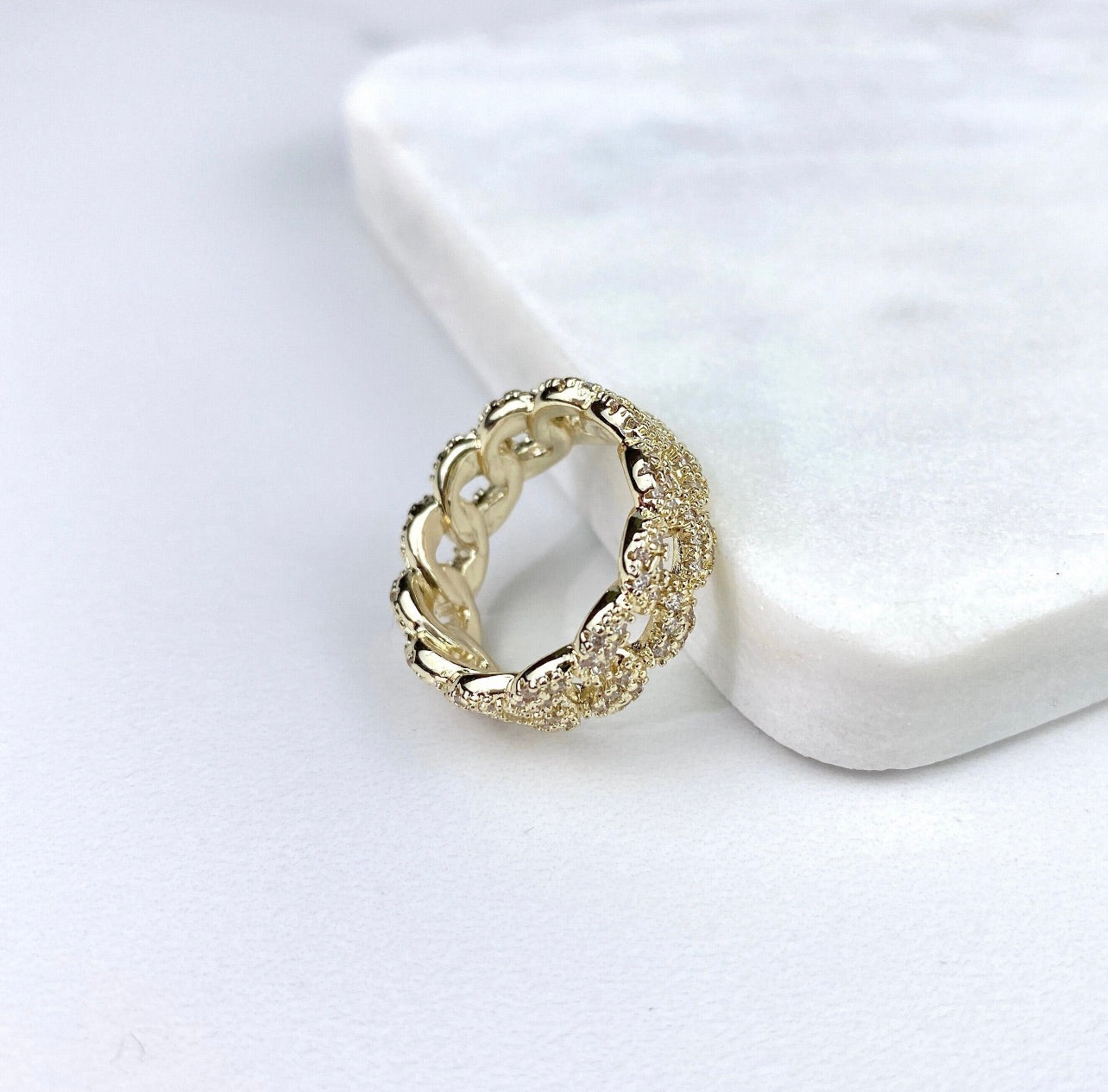 Micro Pave Cuban Link Ring