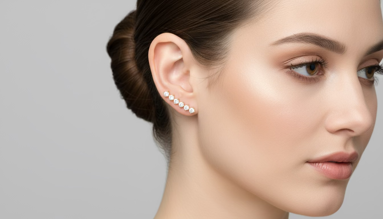 Mini Diamond Line Stud Earrings