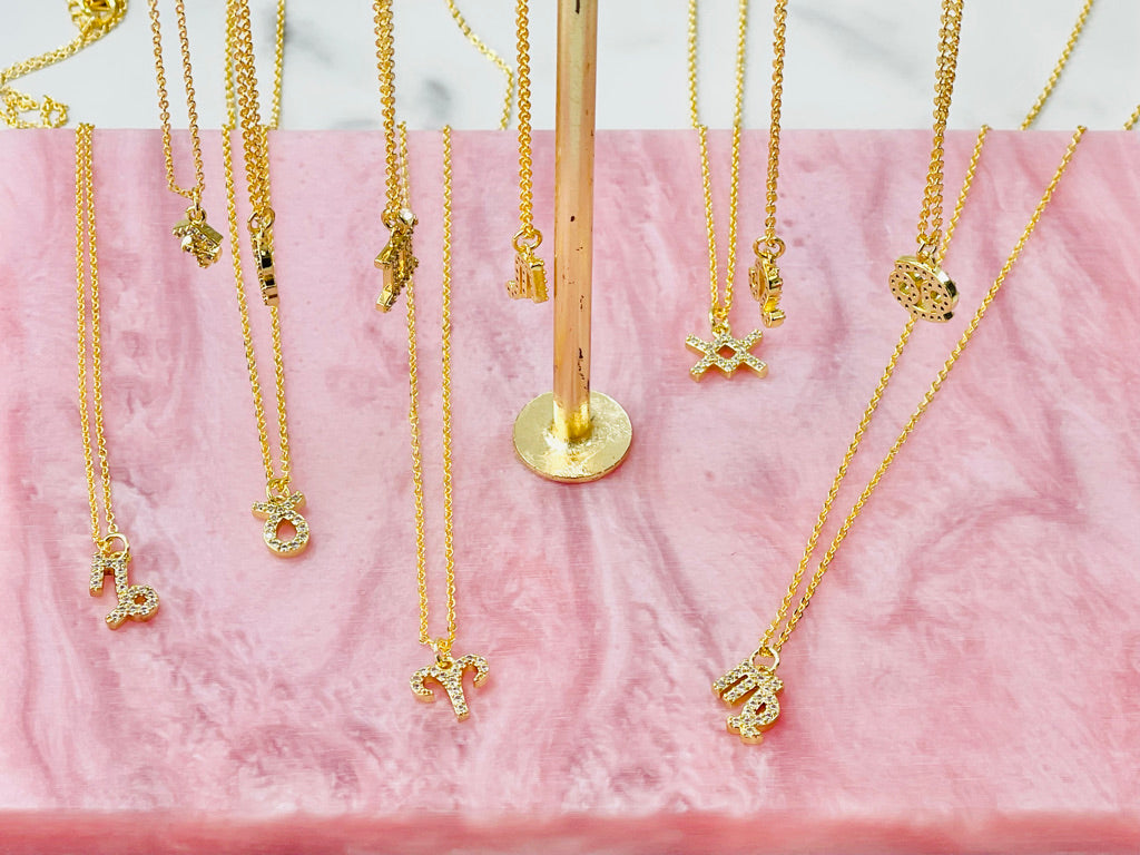 Dainty Micro Pave Zodiac Charm Necklace