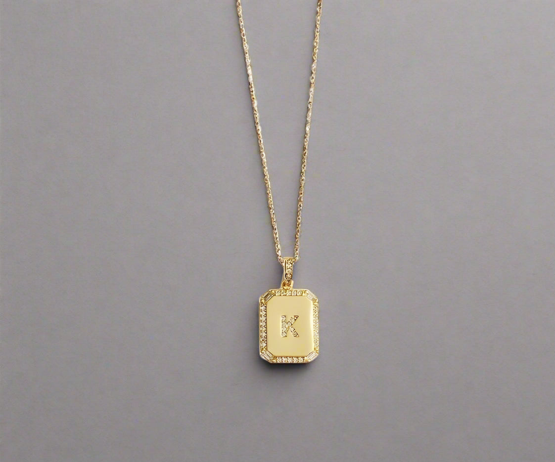 Pave Initial Tag Pendant