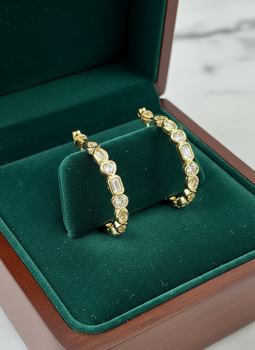 Geo- Diamond Hoop Earring