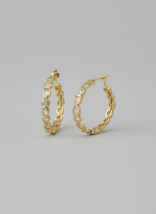 Geo-Diamond Hoop Earring