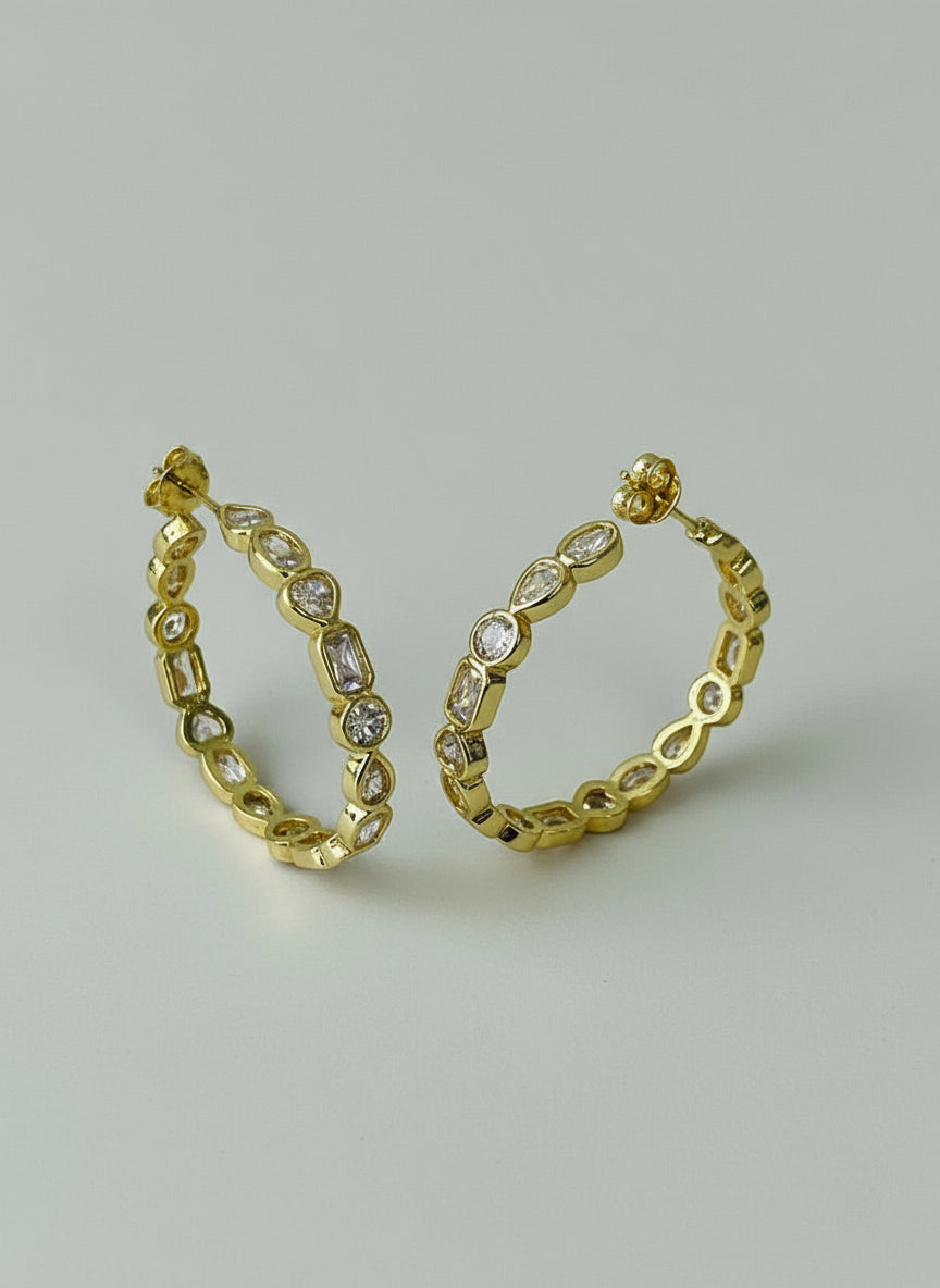 Geo- Diamond Hoop Earring