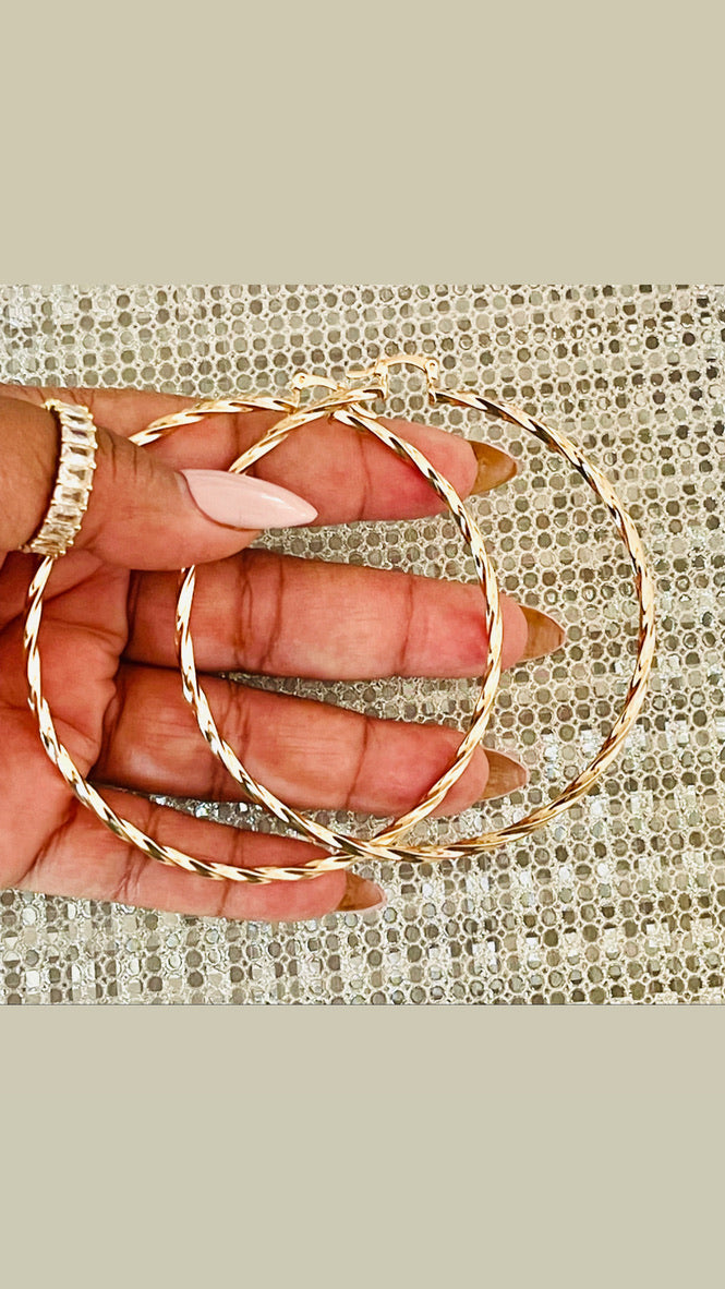 Large Skinny Twisted Hoops