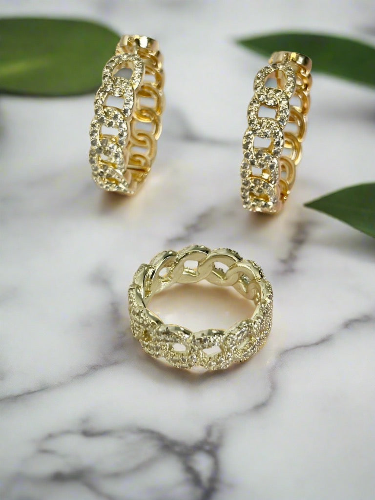Micro Pave Cuban Link Ring