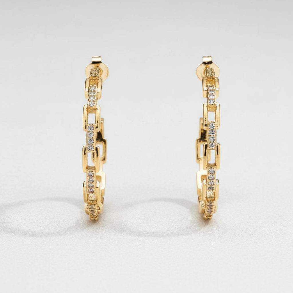 Mirco Pave Open Link Hoops