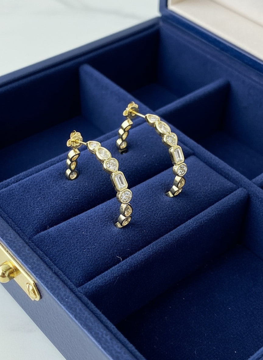 Geo-Diamond Hoop Earring