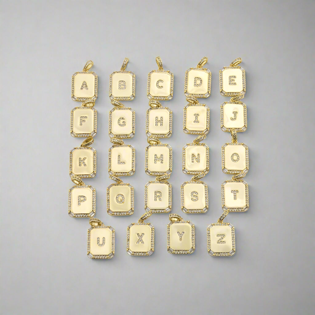 Pave Initial Tag Pendant