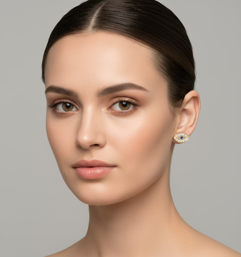 Blue Evil Eye Post Earring