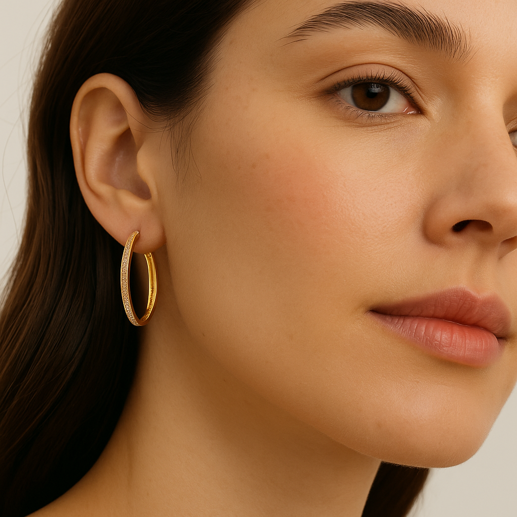 Skiny Micro Pave Oval Hoops