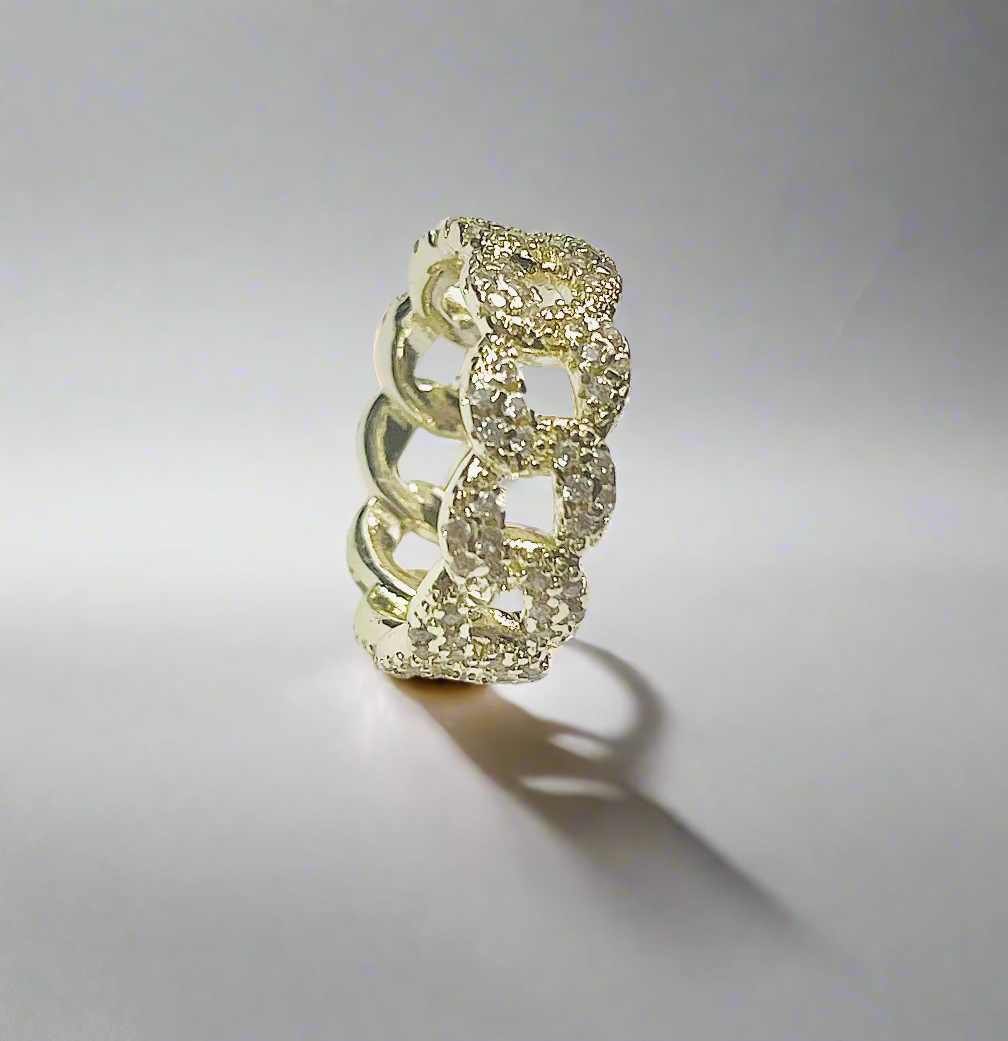 Micro Pave Cuban Link Ring