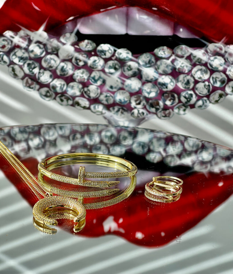 Pave Nail Bangle Bracelet