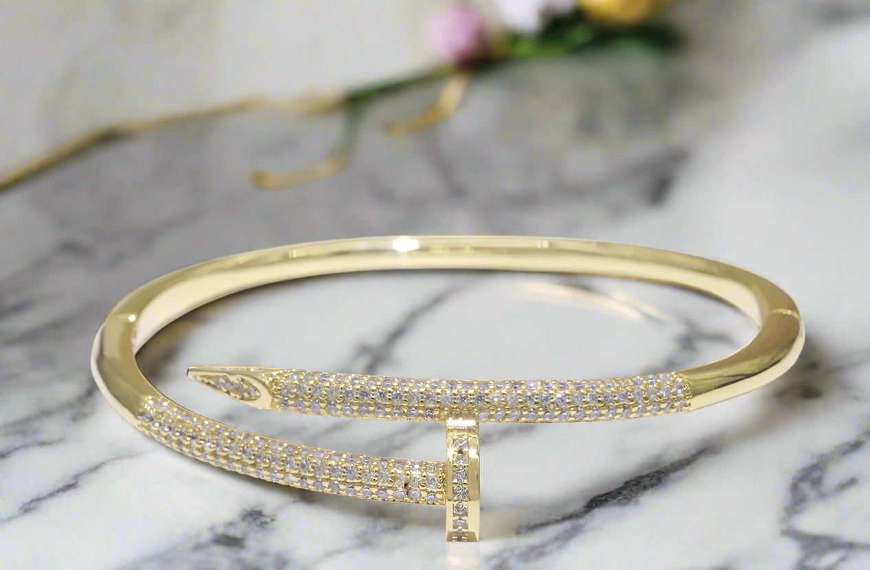 Pave Nail Bangle Bracelet