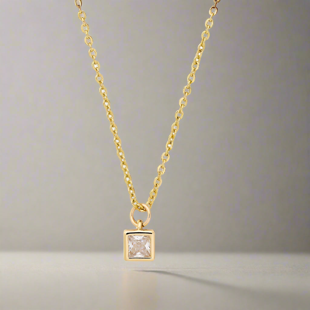 Dainty Square Bezel Necklace