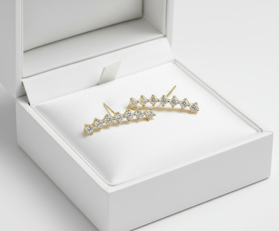 Mini Diamond Line Stud Earrings