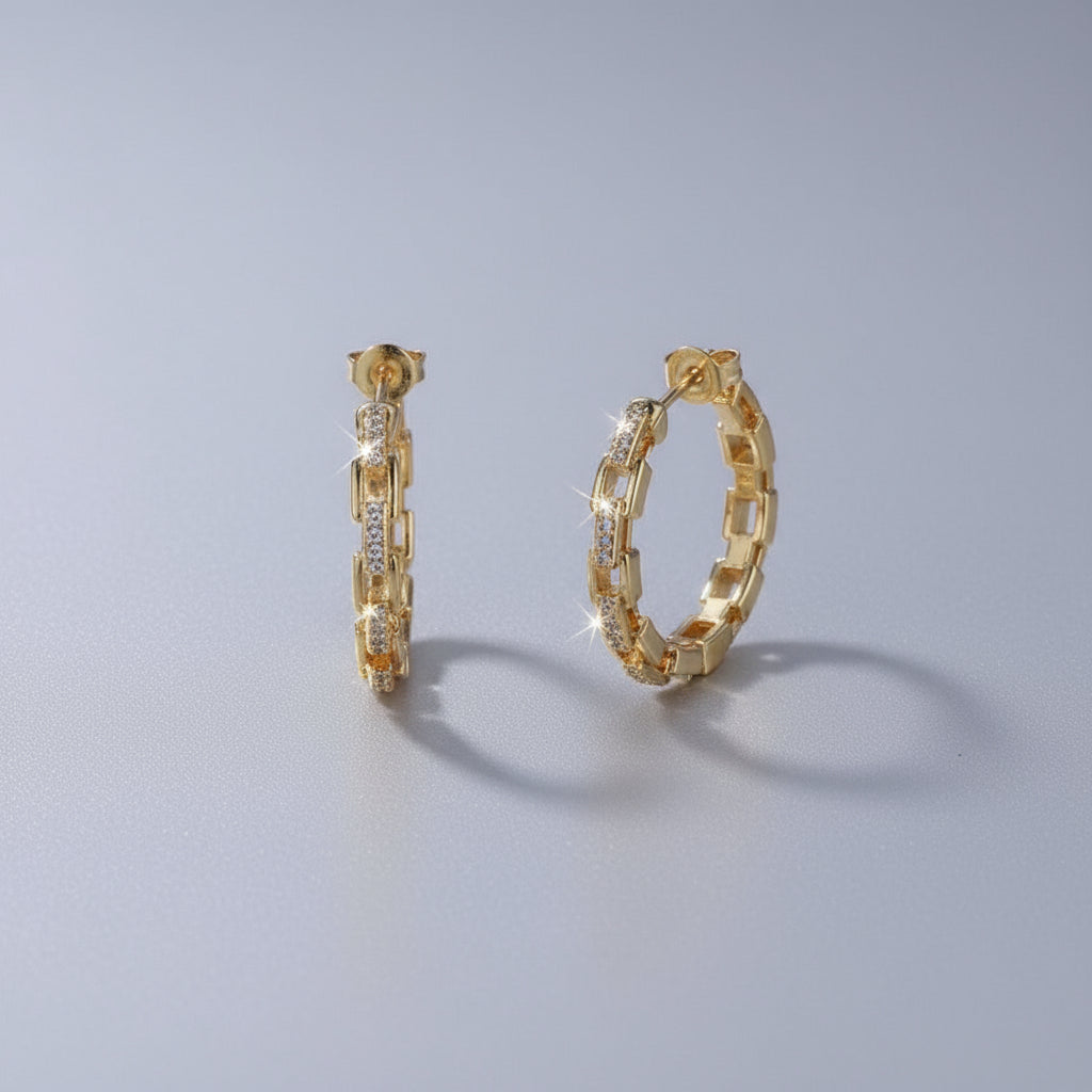Mirco Pave Open Link Hoops