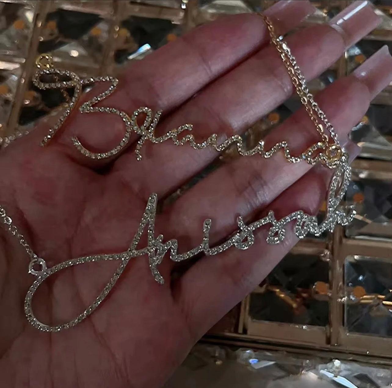 Luxury Script CZ Diamond Necklace