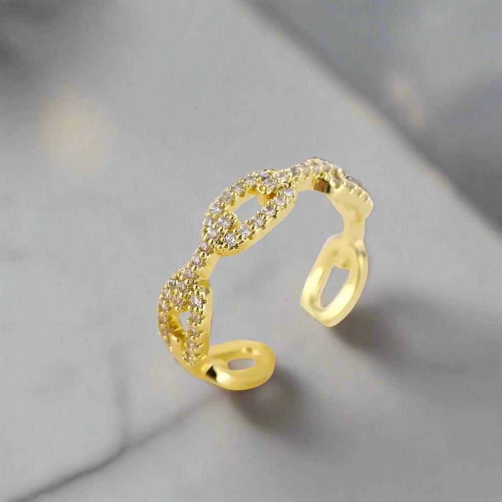 Micro Pave Paper Clip Ring