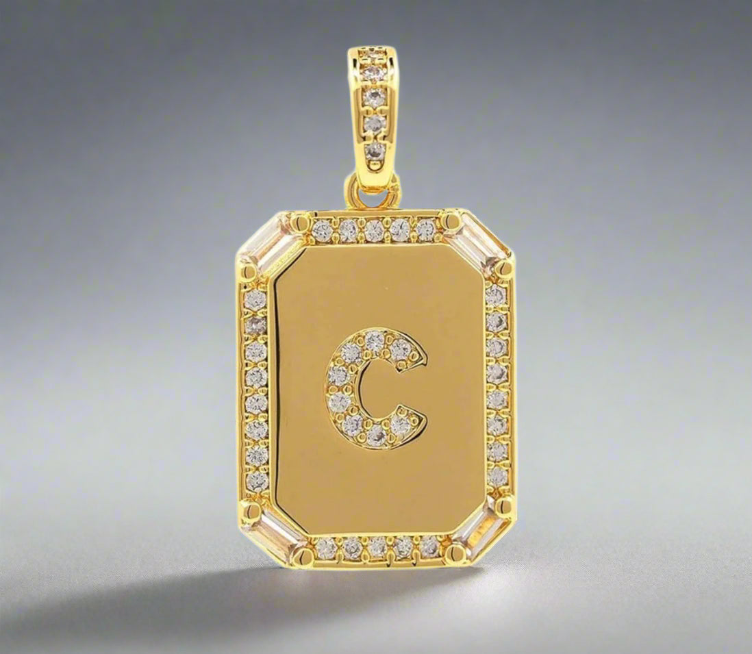 Pave Initial Tag Pendant