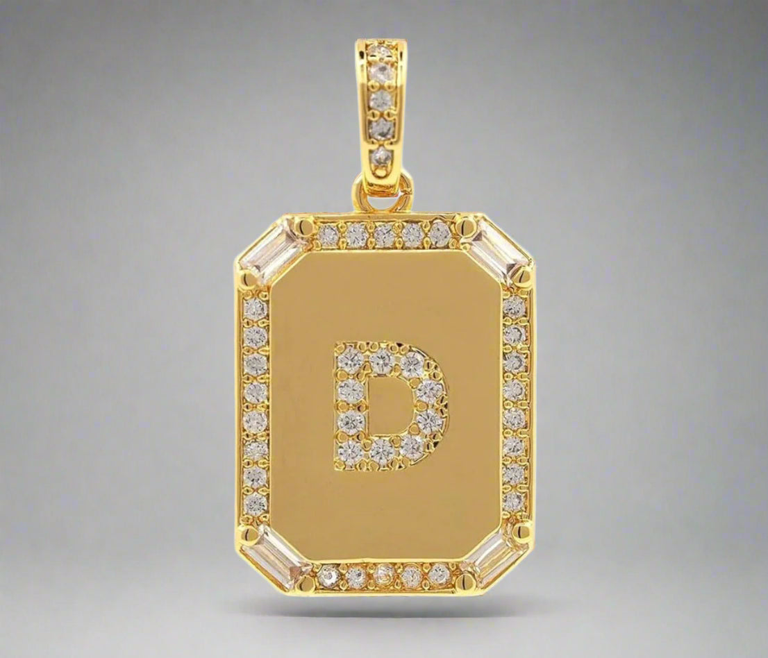Pave Initial Tag Pendant