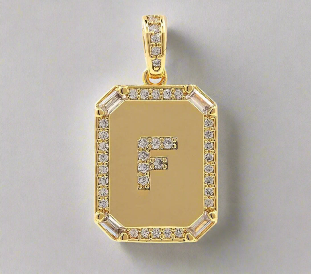 Pave Initial Tag Pendant
