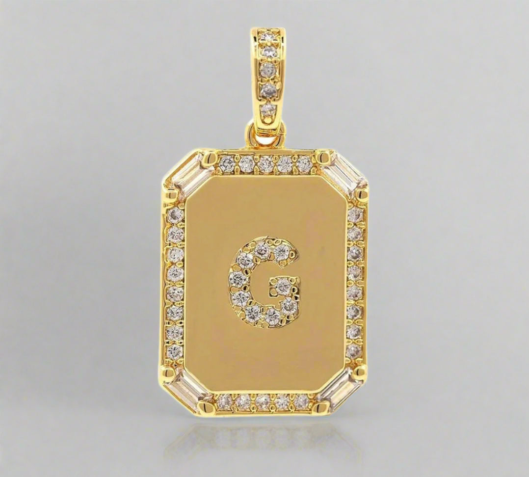 Pave Initial Tag Pendant