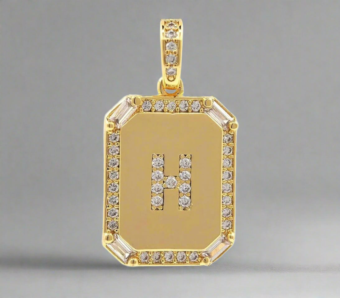 Pave Initial Tag Pendant