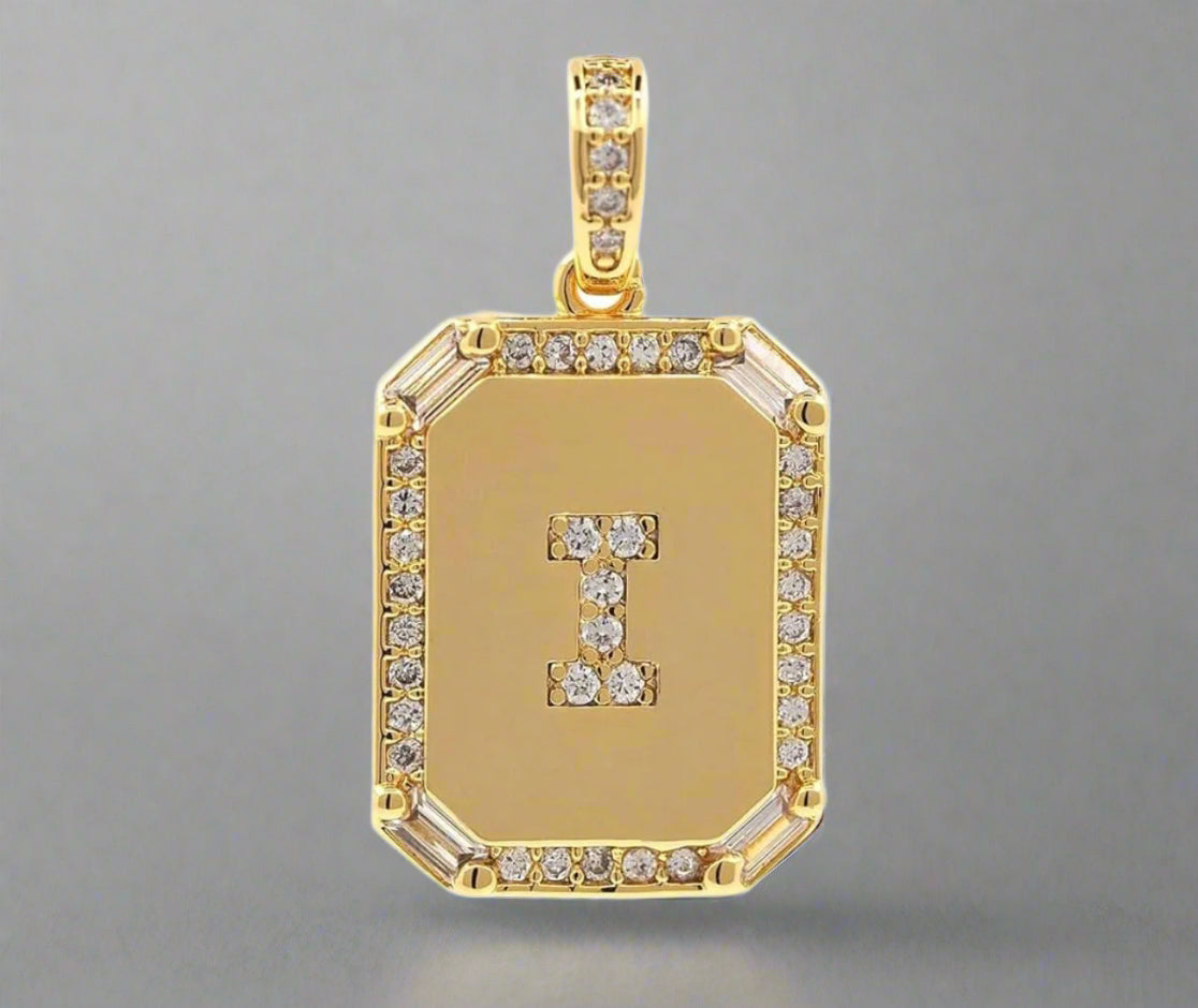 Pave Initial Tag Pendant