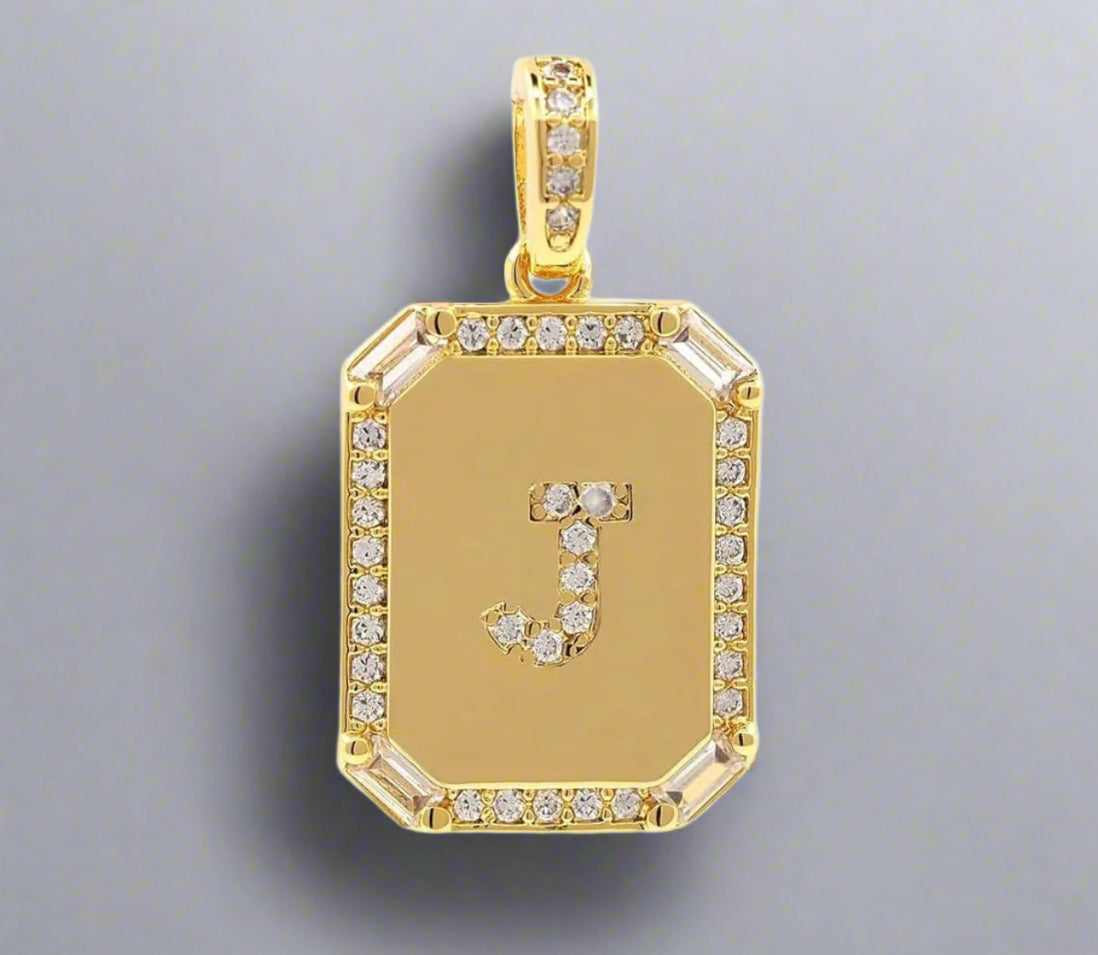Pave Initial Tag Pendant