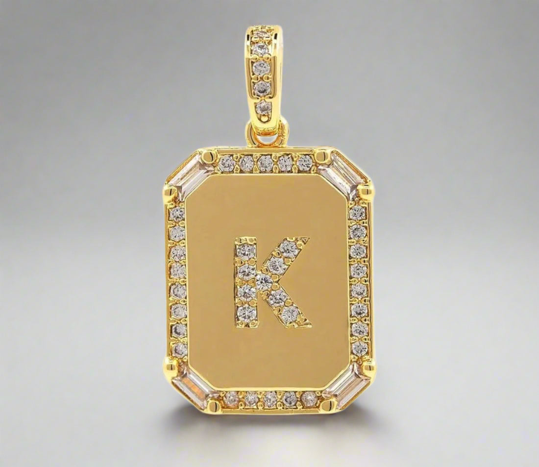 Pave Initial Tag Pendant