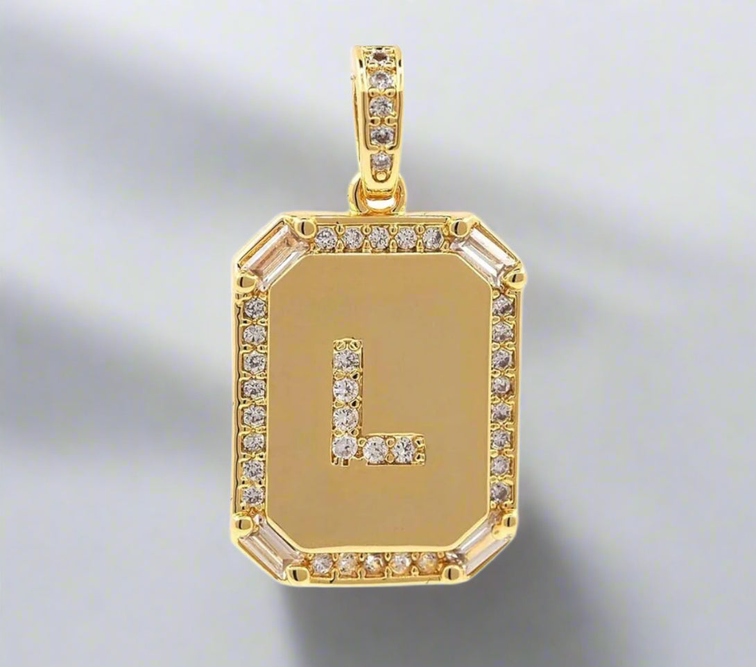 Pave Initial Tag Pendant