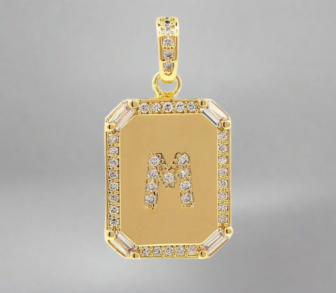 Pave Initial Tag Pendant