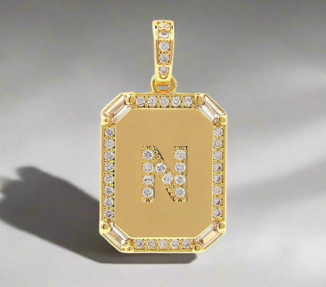 Pave Initial Tag Pendant