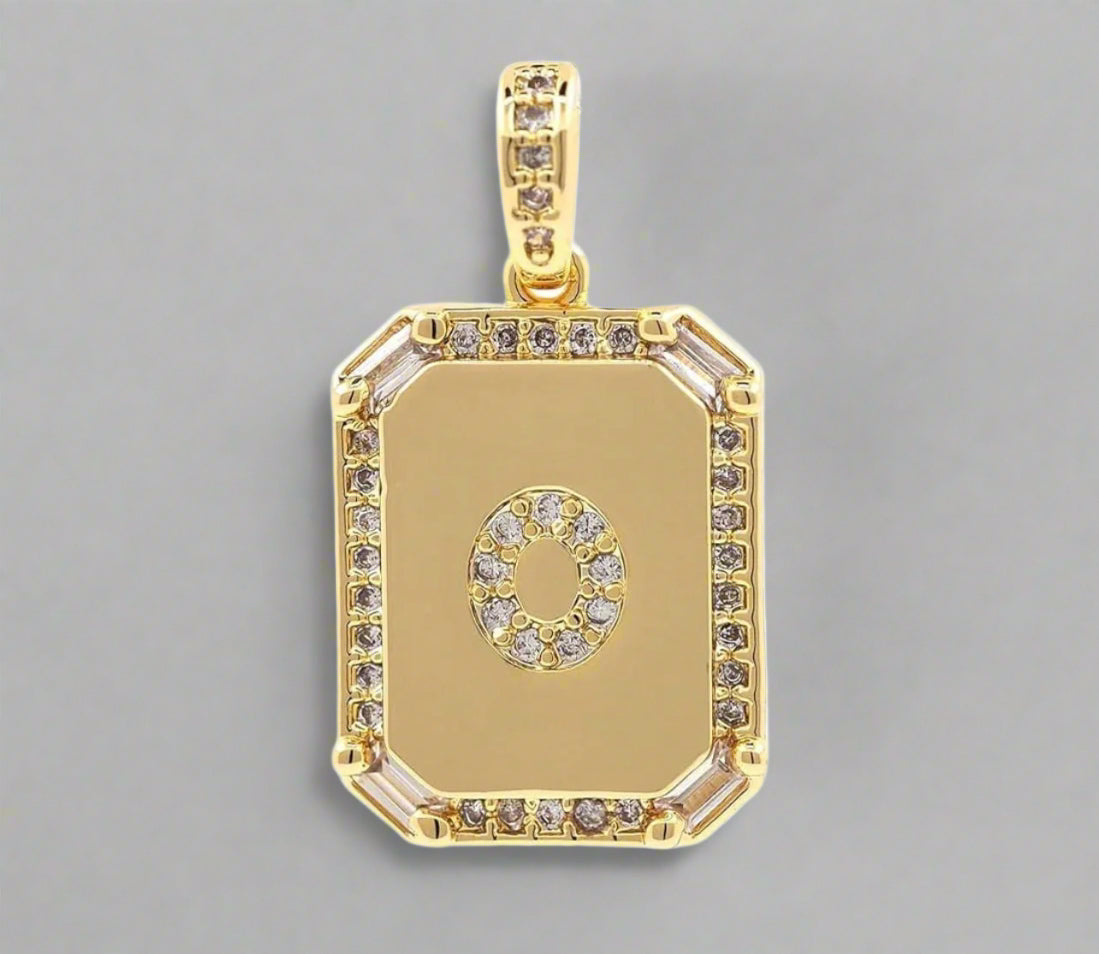 Pave Initial Tag Pendant