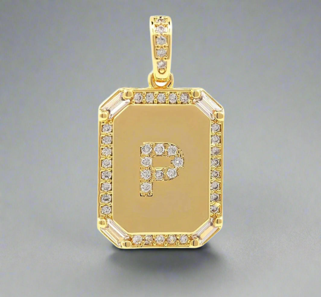 Pave Initial Tag Pendant