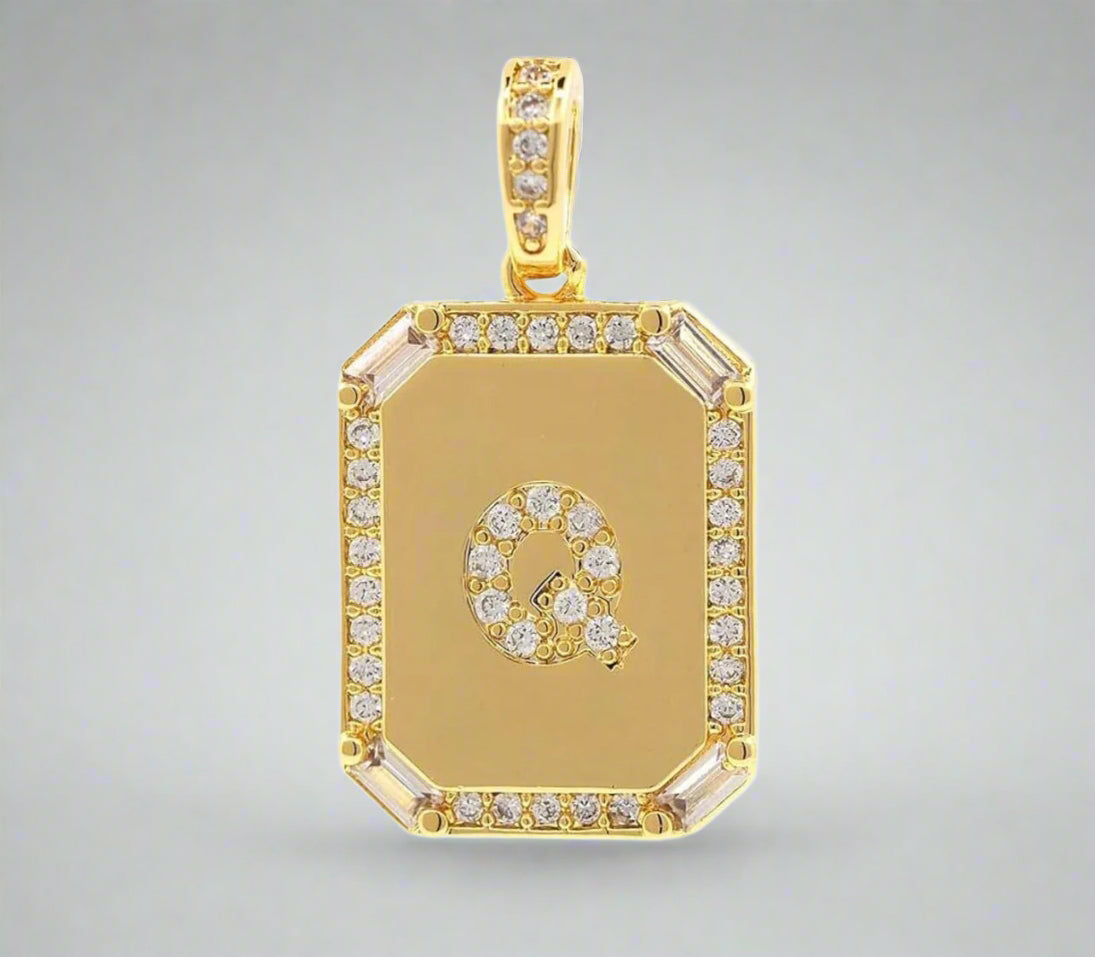 Pave Initial Tag Pendant