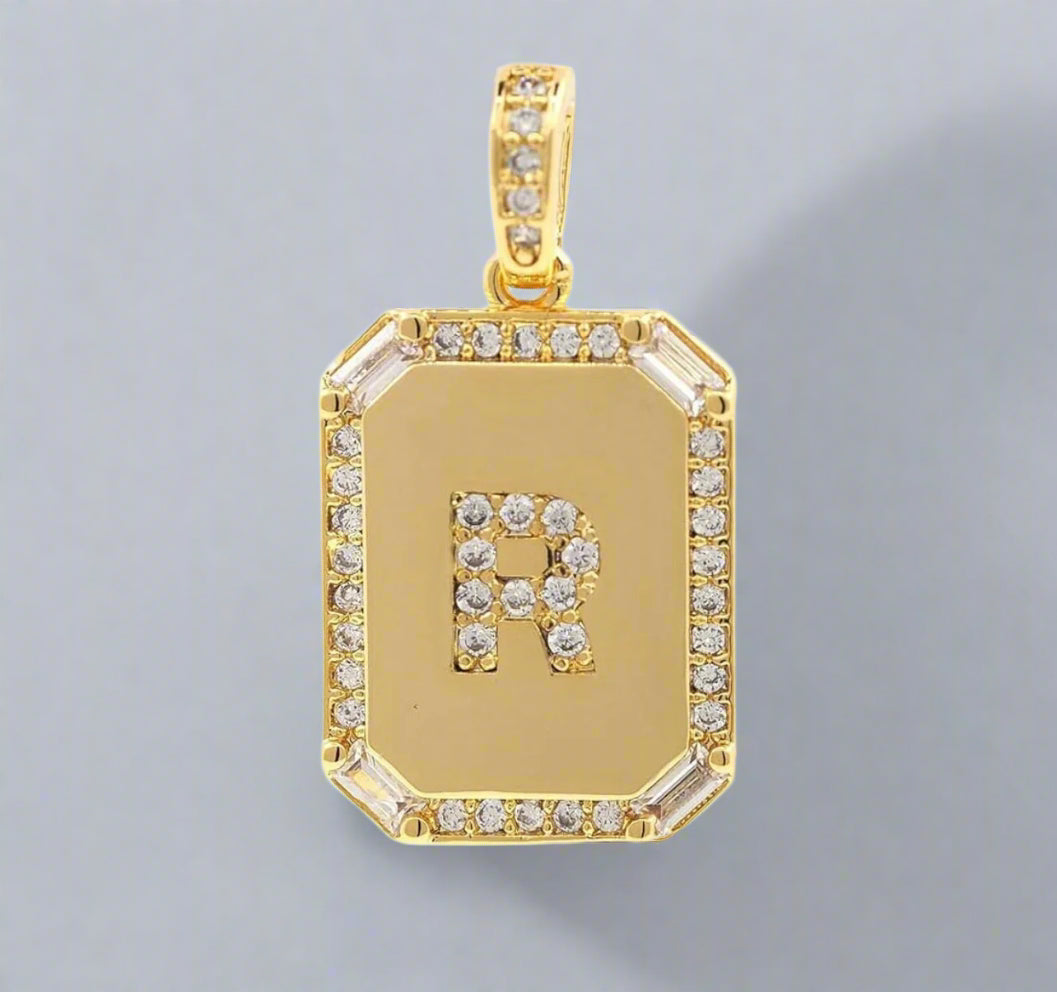 Pave Initial Tag Pendant