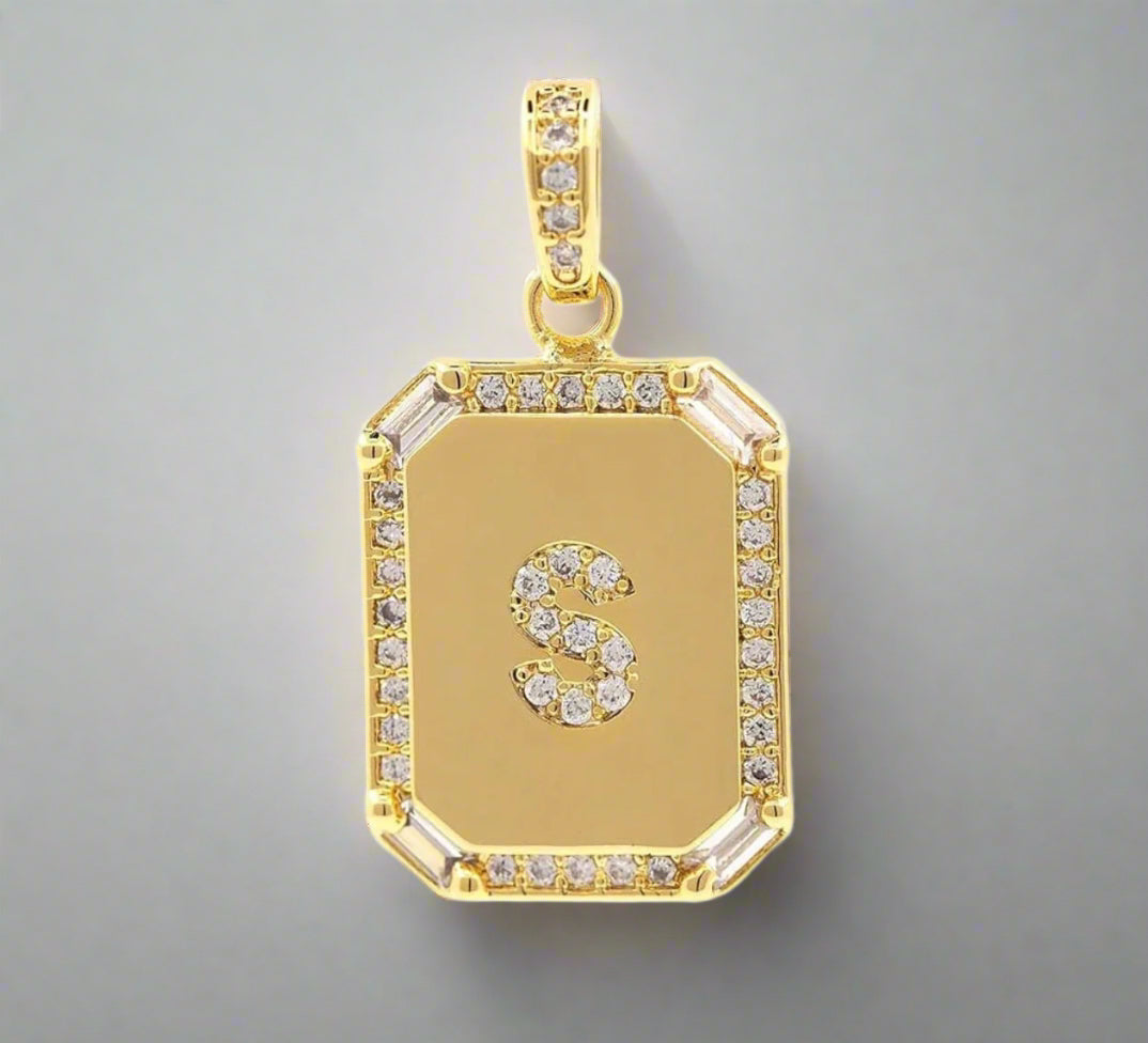 Pave Initial Tag Pendant