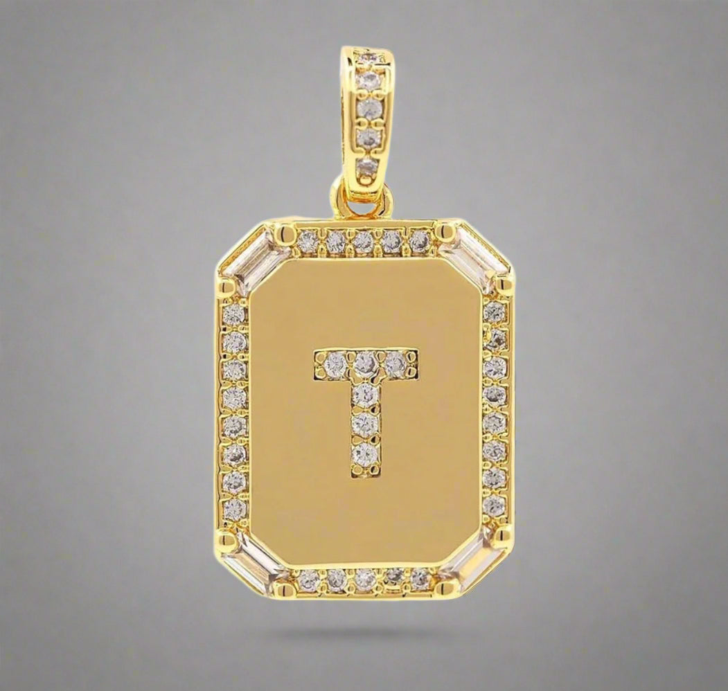 Pave Initial Tag Pendant