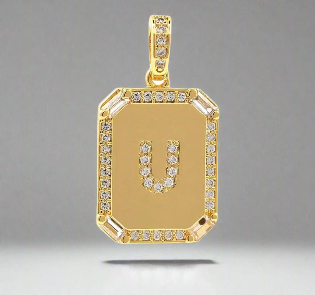 Pave Initial Tag Pendant