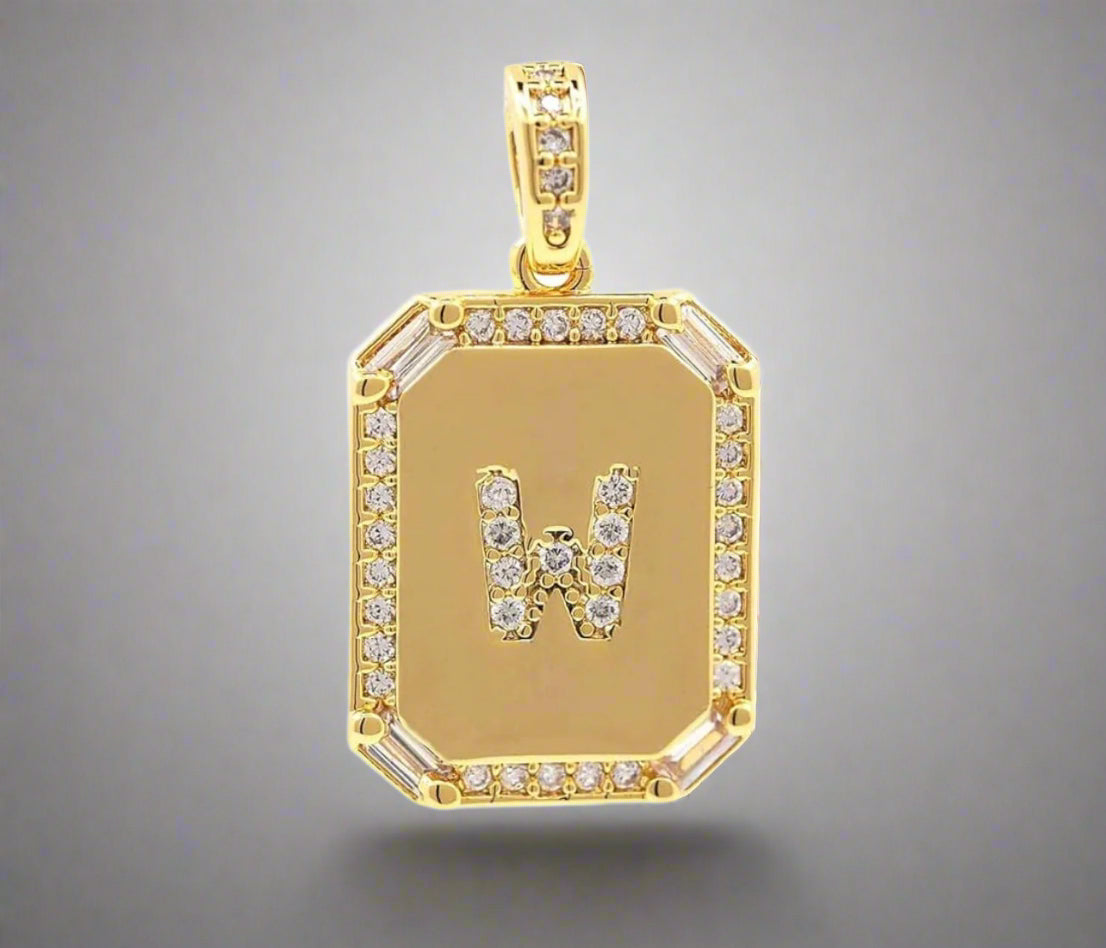 Pave Initial Tag Pendant