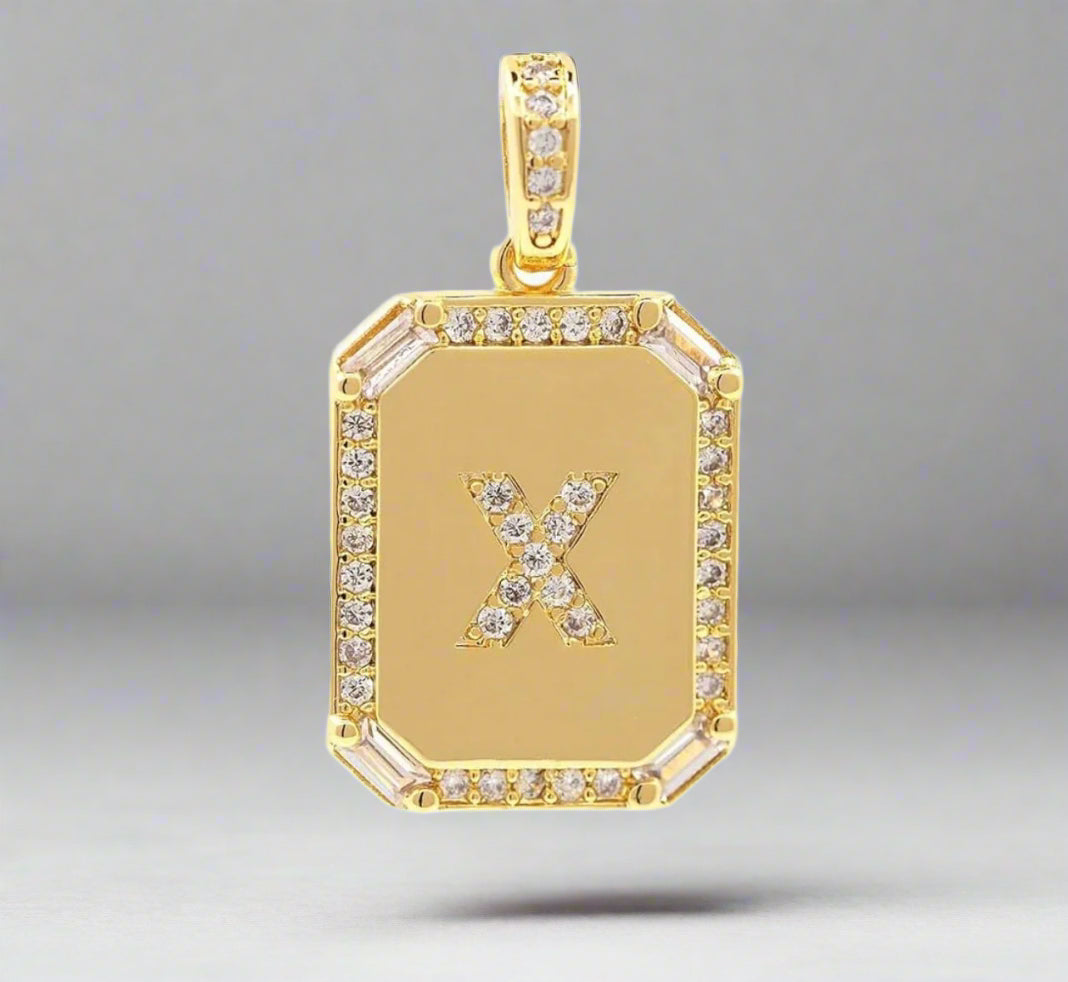 Pave Initial Tag Pendant