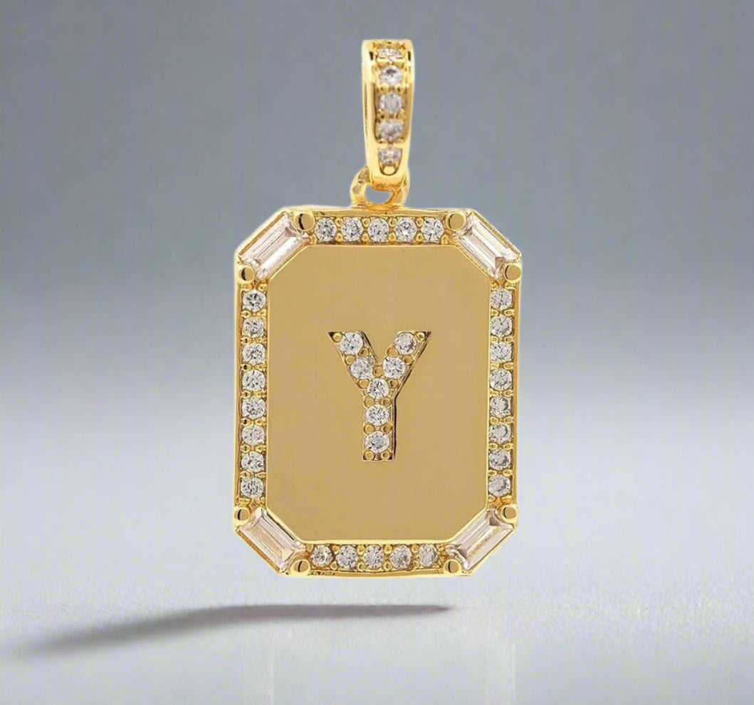 Pave Initial Tag Pendant