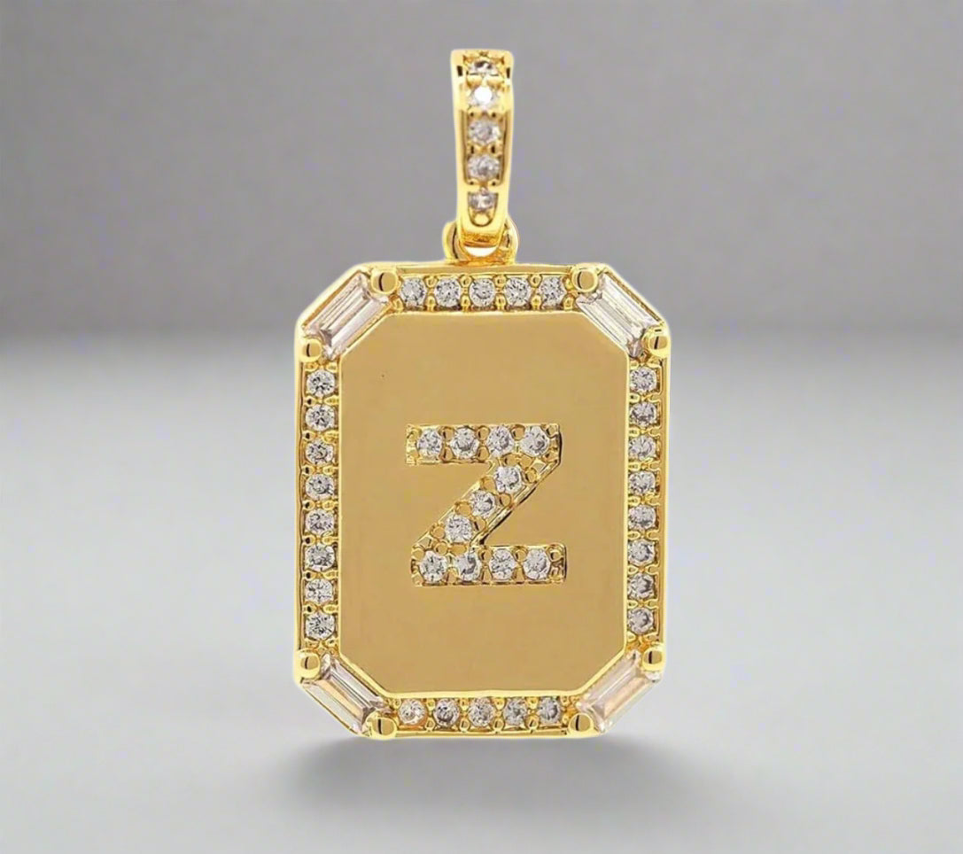 Pave Initial Tag Pendant
