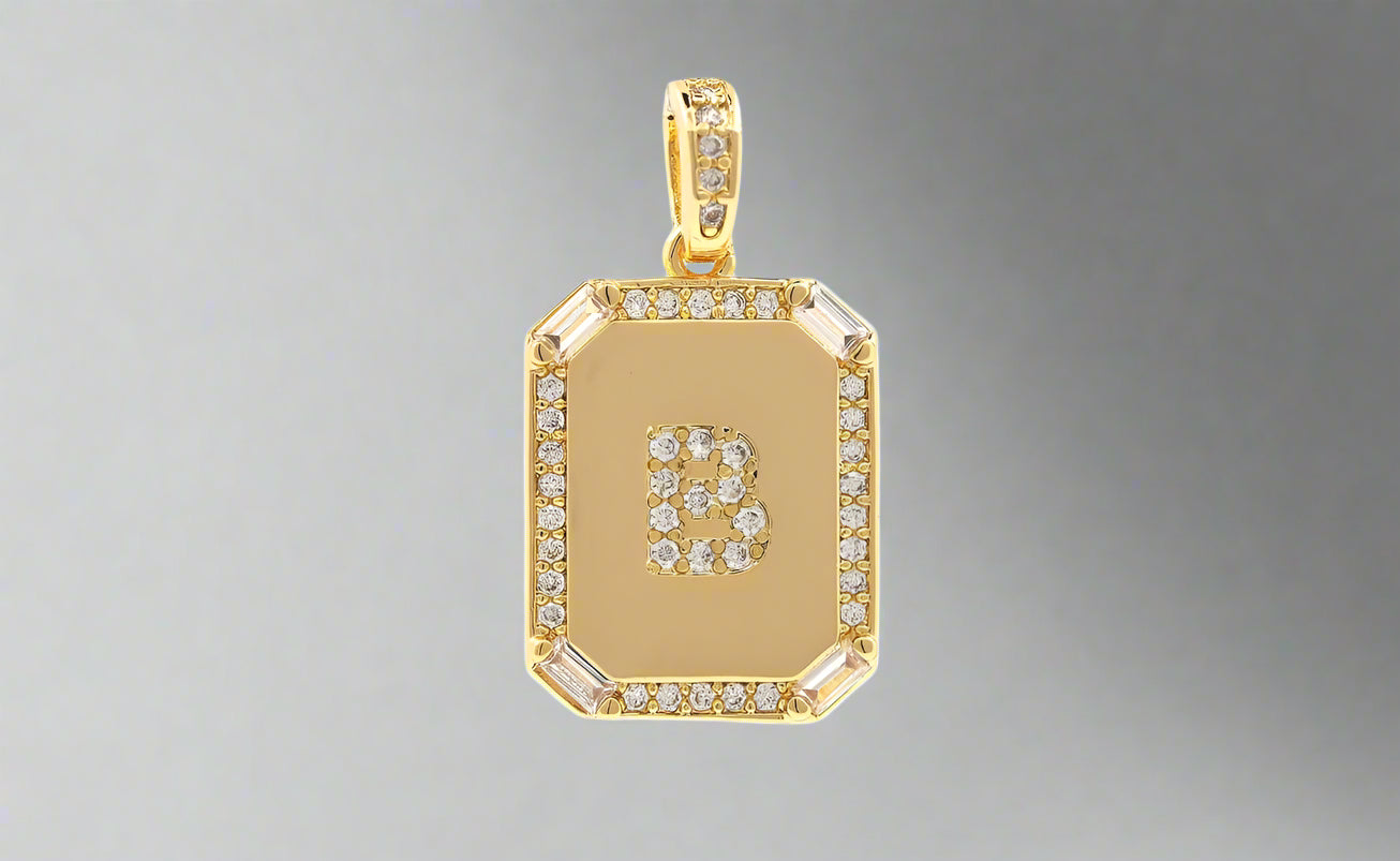 Pave Initial Tag Pendant