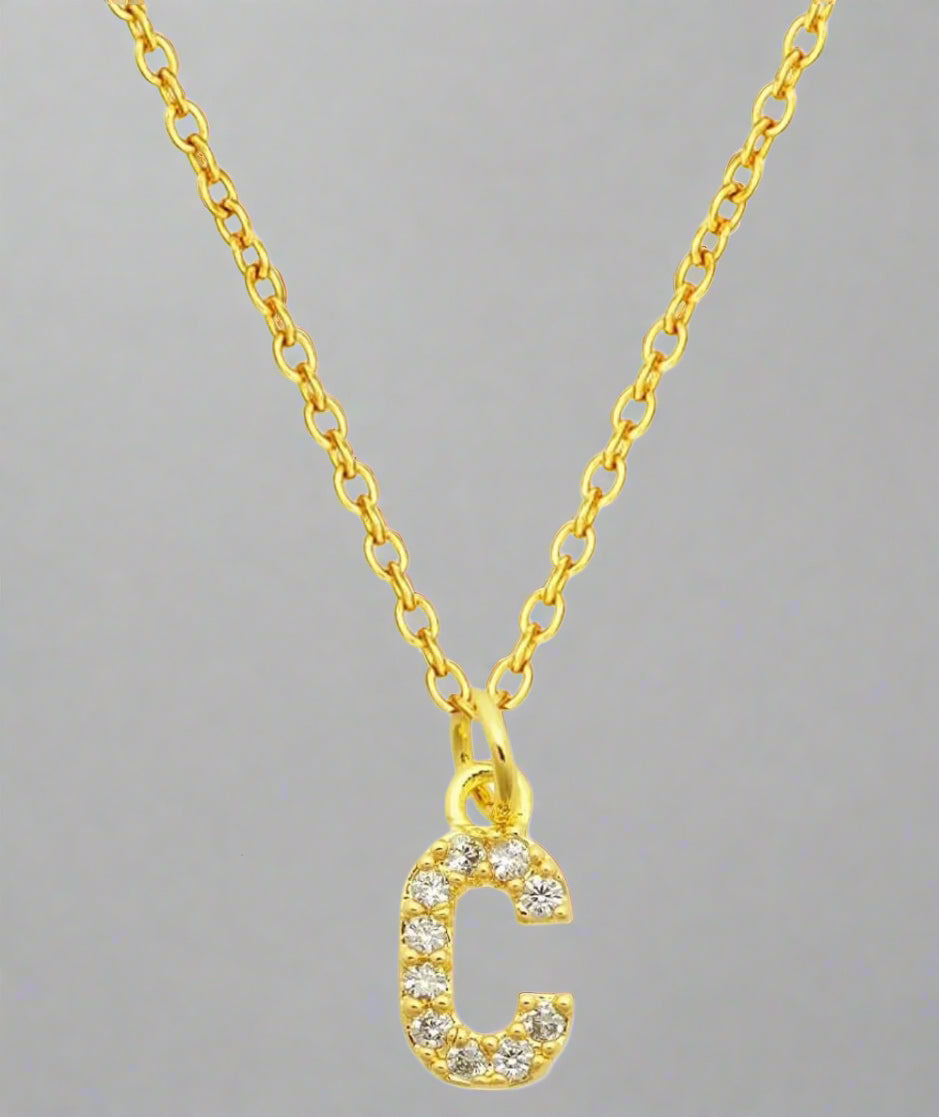 Dainty Pave Initial Charm Necklace